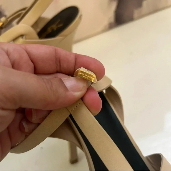 YSL Saint Laurent “Tribute Leather Platform Sandals” - Picture 5 of 10